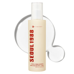 K-SECRET SEOUL 1988 snail mucin bottle closeup shows rich hydration for smooth skin.