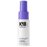 K18 AirWash dry shampoo bottle front showing non-aerosol oil control benefits