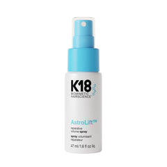 K18 AstroLift reparative volume spray bottle promotes lightweight lift from roots to ends.