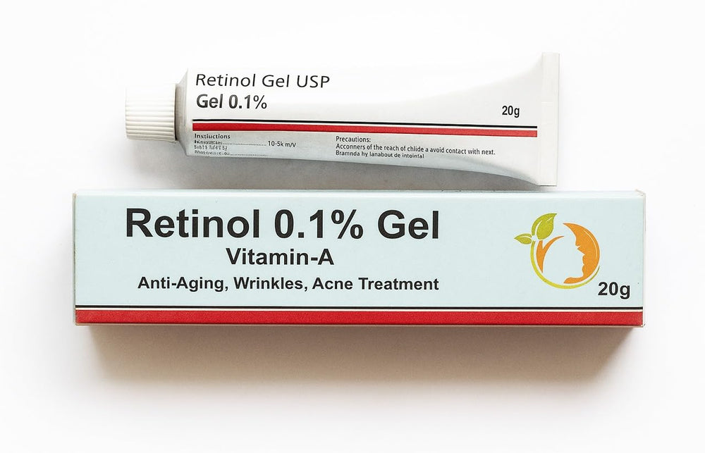 K6 Skin Care Retinol Gel being applied, lightweight night-time anti-aging care.