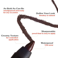 K7L Dark Brown Eyeliner pencil tip close-up highlights smooth, precise application.
