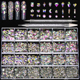Kaipheiquan nail rhinestones kit packaging displays organized gemstones for quick, mess-free nail design prep.