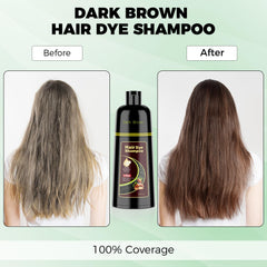 KAISASA Dark Brown Hair Dye Shampoo pump dispenser for easy application.