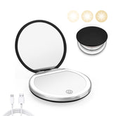 Kakuje compact mirror with light, front view, ideal for on-the-go touch-ups.