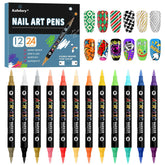 Kalolary 24-color nail-art pens front view showing vibrant pigments for DIY manicures