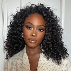 Kalomonia Half Wig Deep Wave 16-inch for natural-looking volume and effortless daily wear.