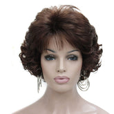 Kalyss dark brown short curly wig with bangs natural look everyday versatility
