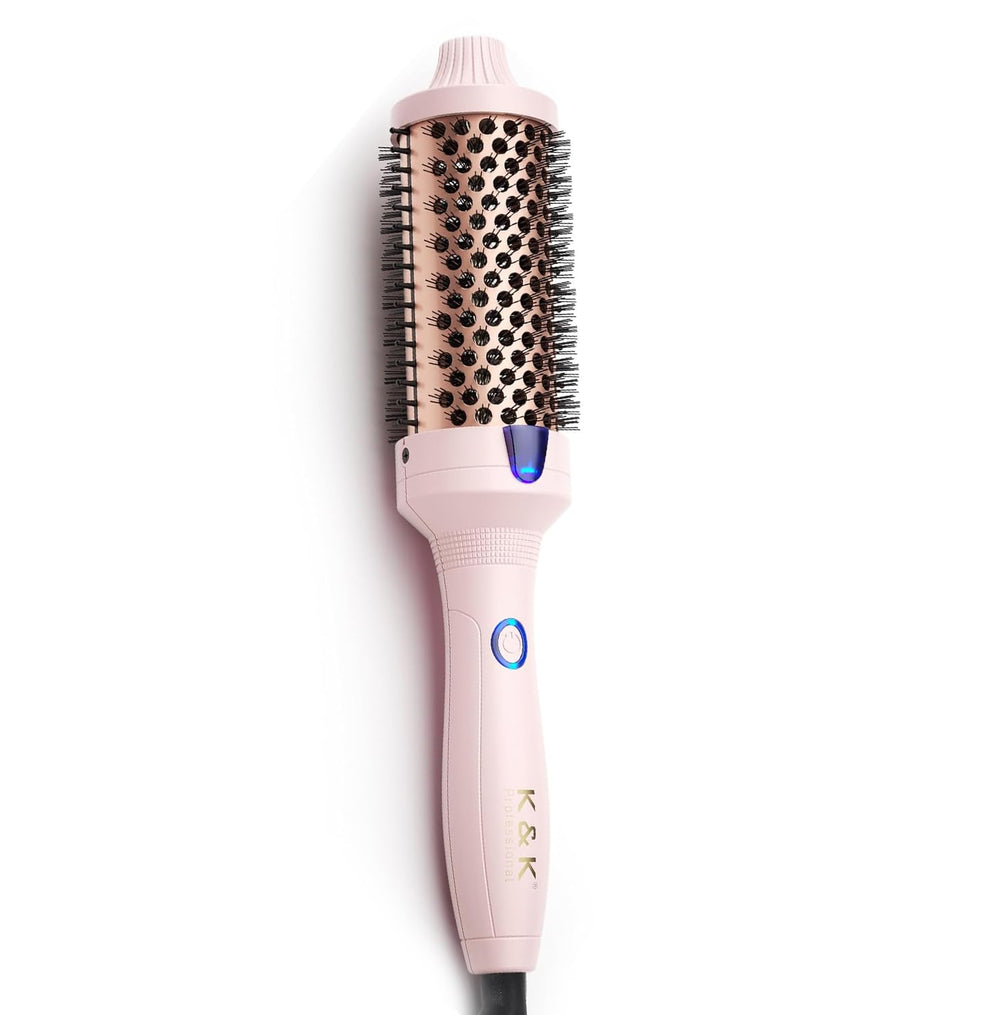 K&K Thermal Brush barrel closeup showing ceramic tourmaline surface for smooth styling and frizz control