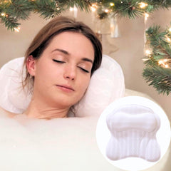 KANDOONA Bath Pillow neck-support provides ergonomic comfort for relaxation.