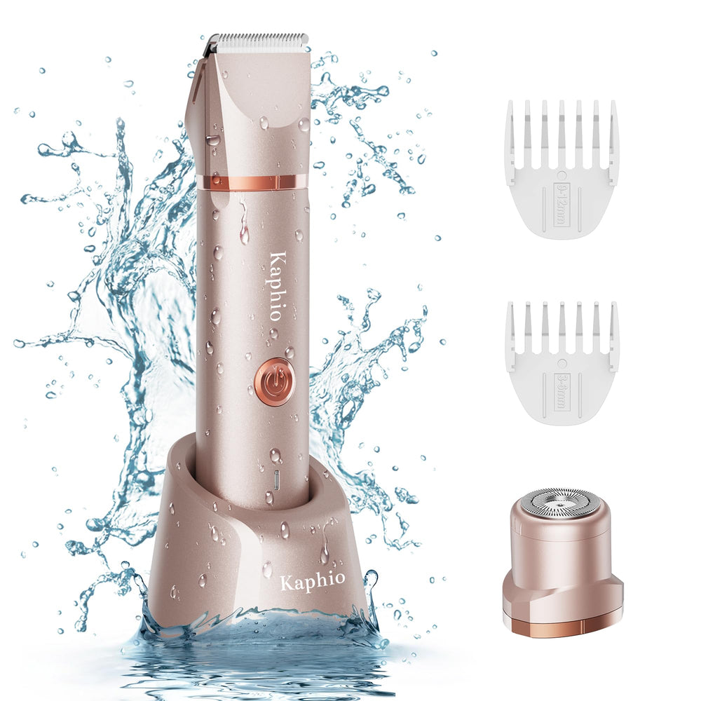 KAPHIO bikini trimmer rose gold front view for precise, skin-friendly grooming.