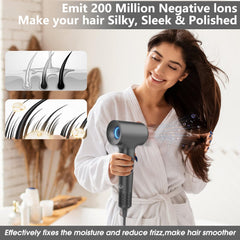 KARFUN hair dryer side view with nozzle attachment for precise drying.