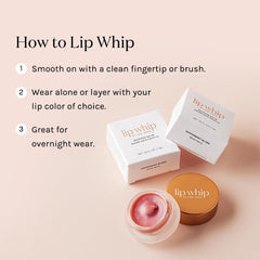 Lip Whip on lips shows glossy sheen with peppermint freshness