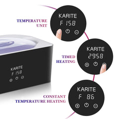 Karite Paraffin Wax Bath temperature-control dial close-up highlights precise heat settings.