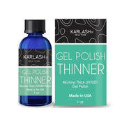 Karlash Gel Polish Thinner bottle with dropper helps revive thick gels for smooth, shiny results.