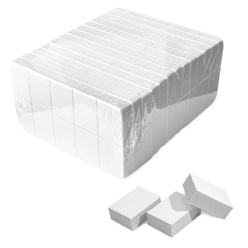 Karlash Nail Mini White Buffer Block front view, two-sided 80/100 grit for smooth nail prep