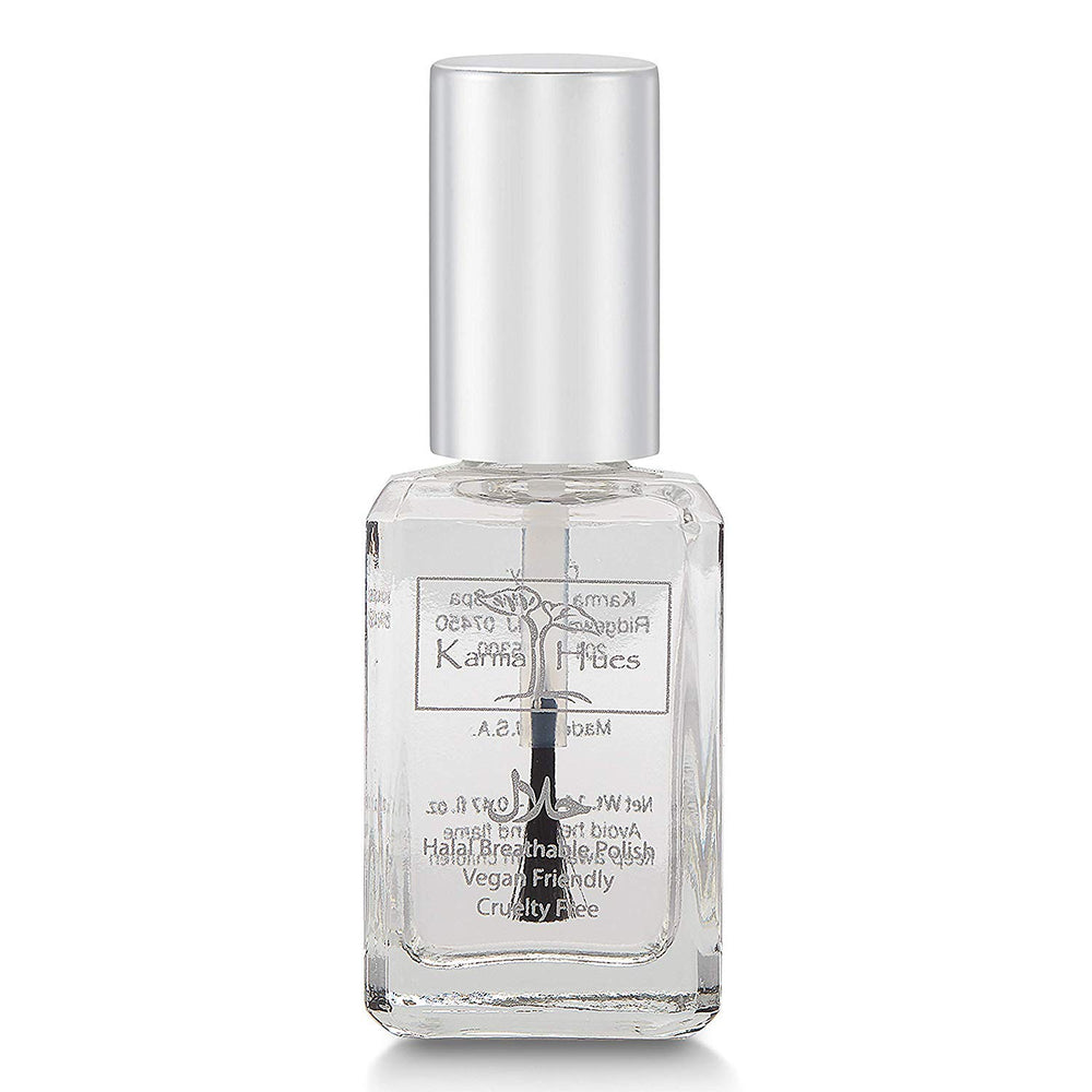 Karma Organic Halal Nail Polish bottle closeup showing glossy finish and premium branding for everyday wear