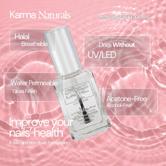Karma Organic Halal Nail Polish color swatch showcasing vibrant breathable formula on nail