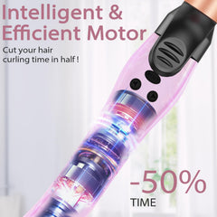 Karrong rotating curling iron LCD display highlights temperature control.