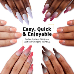Karroy ombre nails using pat-paint technique showing gradient effects.