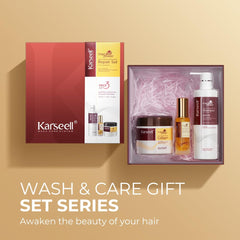 Karseell maca essence oil revitalizing hair close-up shows improved elasticity and lasting conditioning.