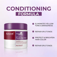Karseell Purple Hair Mask applying on hair demonstrates even distribution.