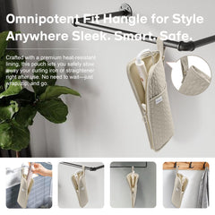 KarSyon dual pouch mat design camel highlights safe cooling and tidy storage after styling.