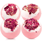 KASTU dried flower bath bombs gift box shows four-pack for gifting and spa moments