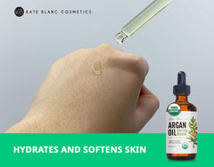 Kate Blanc Cosmetics argan oil face pump application for hydration