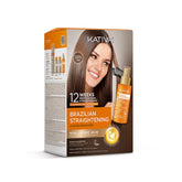 KATIVA Brazilian Keratin Kit box front image shows at-home salon-grade frizz control option.
