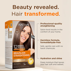 KATIVA kit step-1 application demonstrates easy at-home straightening without fumes.