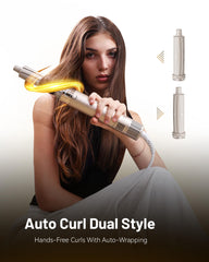 KAUGIC 6-in-1 1-inch curling barrel creates defined curls with fast, even air distribution