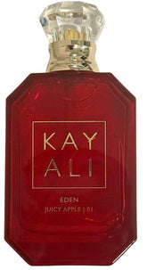 Kayali Eden Juicy Apple bottle showcases a fresh fruity-floral scent for daily wear.