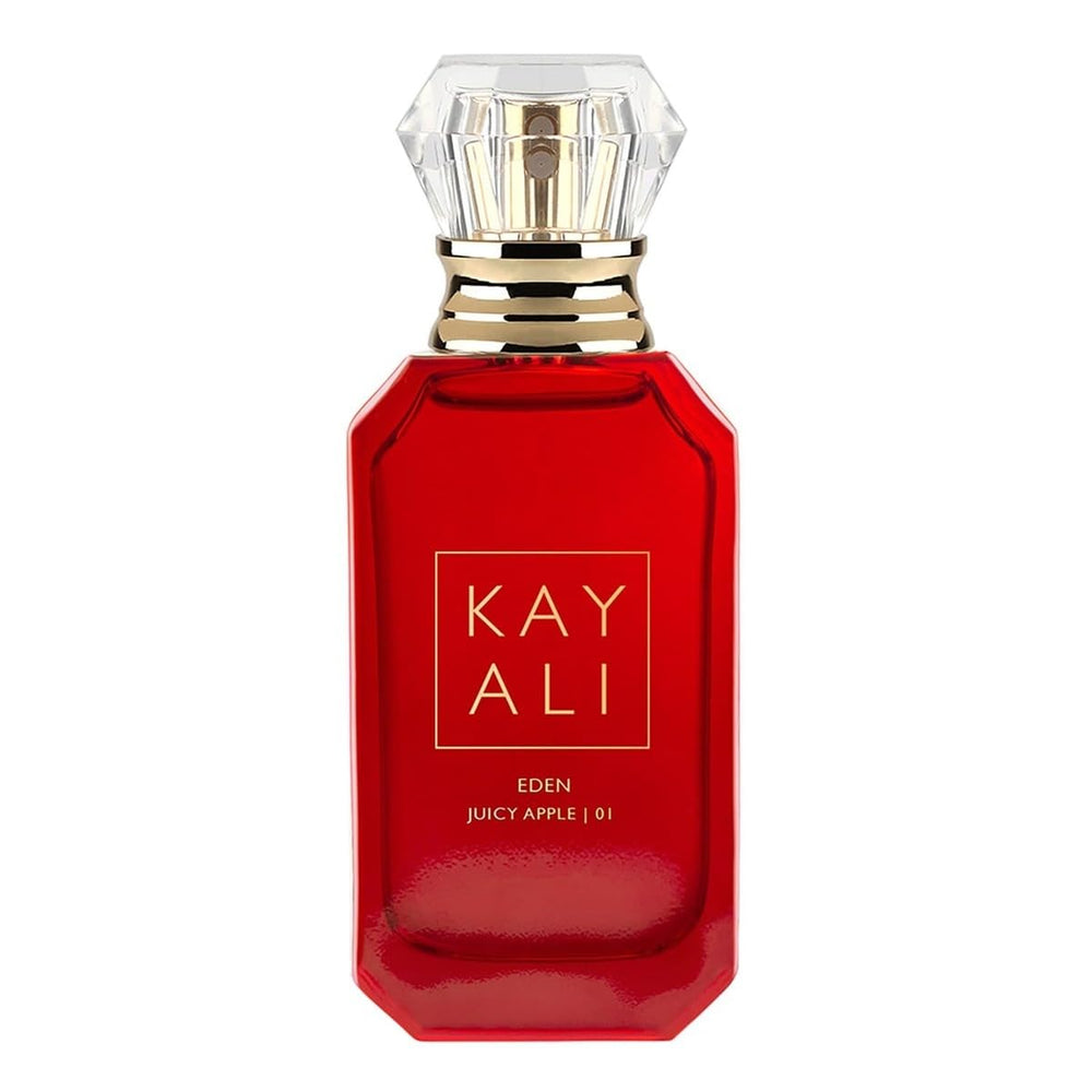 Kayali Eden Juicy Apple travel spray bottle front for on-the-go refreshment.
