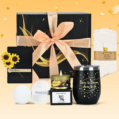 Keejoy caja regalo negra con lazo naranja, lista para regalo y experiencia de desembalaje elegante.