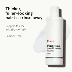 Keeps men's hair loss conditioner bottle side view for daily conditioning.