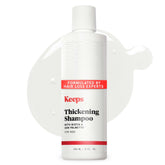 Keeps Thickening Shampoo bottle close-up for fuller-looking hair