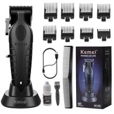 KEMEI 2296 clippers front view highlighting cordless flexibility for precise at-home grooming.