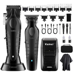 KEMEI professional hair clipper kit with precision blades for clean cuts.