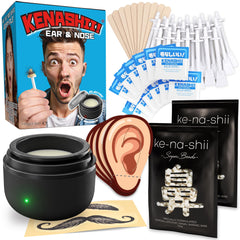 Kenashii ear-nose waxing kit heat pot close up for quick at home waxing