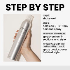 Kenra Design Spray 9 hair-finish models a touchable, shiny result