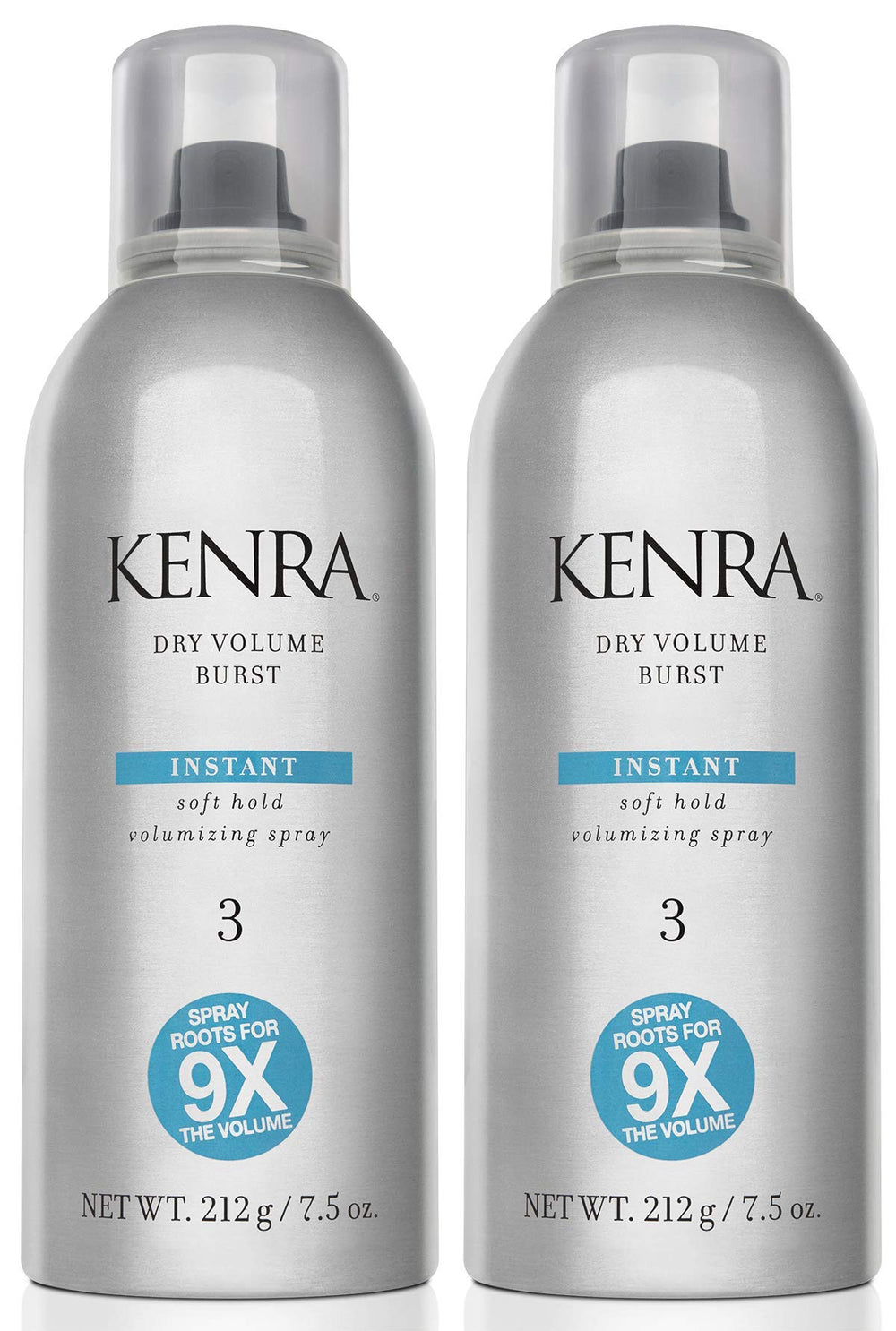 Kenra Dry Volume Burst 3 bottle enables instant root-to-tip volume with soft hold.