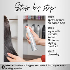 Kenra Platinum Blow-Dry Mist spray action during styling
