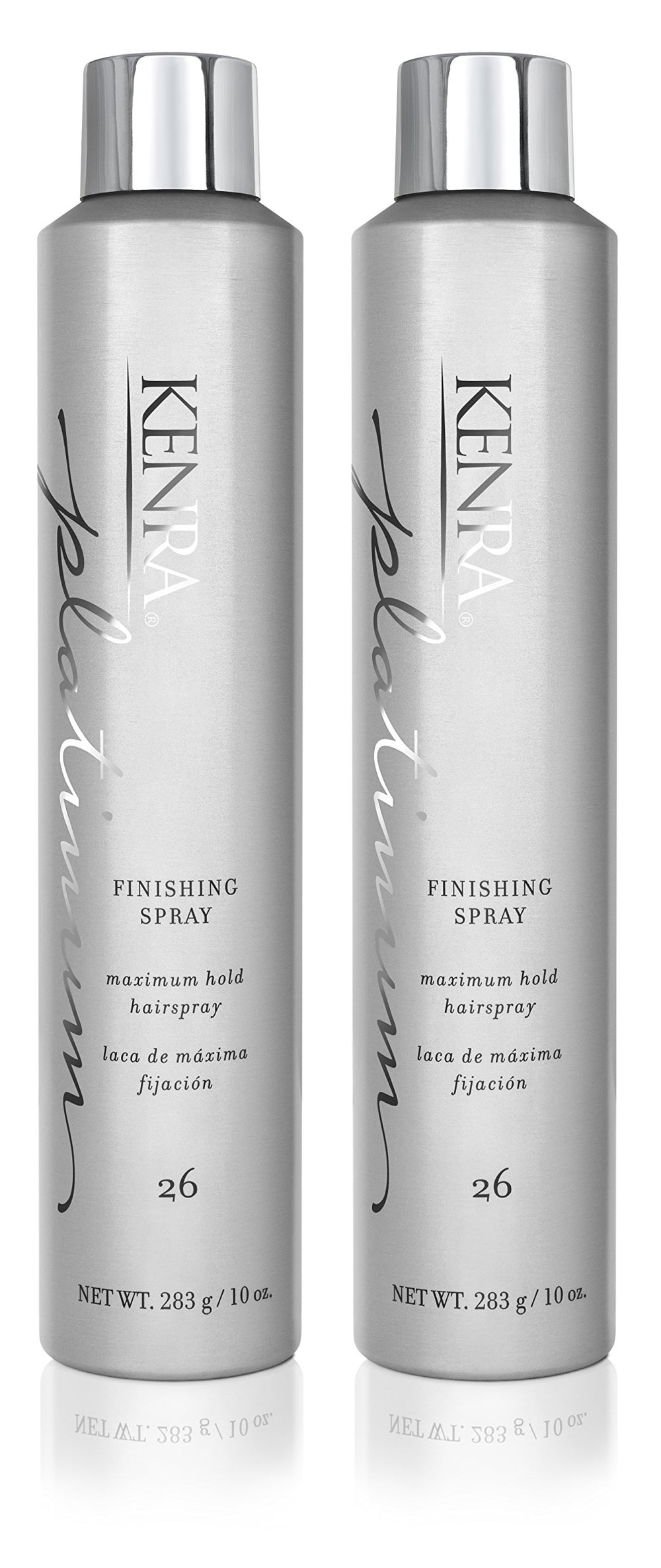 Kenra Platinum Finishing Spray 2-pack bottle front view for all-day hold and high shine.