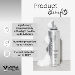 Kenra Platinum Thickening Mousse bottle pour in 2-pack for quick, even distribution.