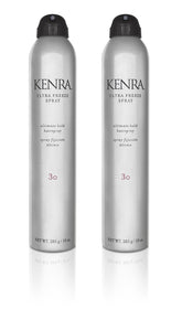 Kenra Ultra Freeze Spray 30 bottle front demonstrates ultimate hold and shine.