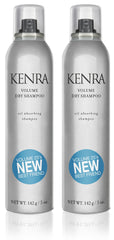 Kenra Volume Dry Shampoo bottle-front demonstrates a translucent, residue-free finish for oil control.