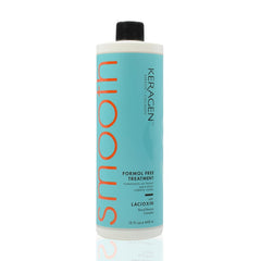 KERAGEN smoothing-treatment bottle; salon-grade frizz control at home.
