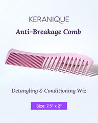 Keranique detangling comb medium-tooth demonstrating smooth detangling for everyday styling.