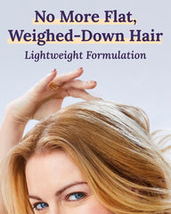 Keranique fine thinning hair visual showing root lift and added body.