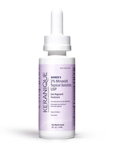 Keranique hair regrowth dropper bottle closeup for precise scalp application